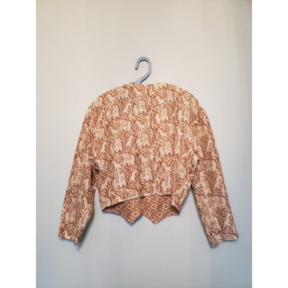 EPB Easy Eleanor P Brenner Womens S Blouse 100% Silk Boho Elephants Button Front - Picture 2 of 6